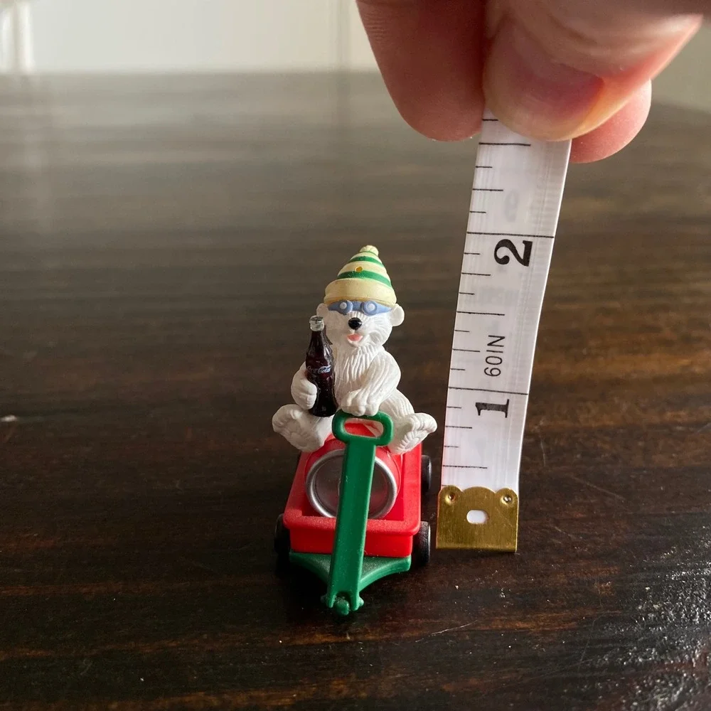 Vintage 2000 Coca-Cola Polar‎ Bear Figurine Soda Can Red Wagon Miniature Trinket